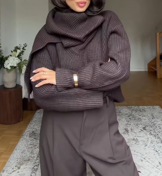 Irregular scarf knit top