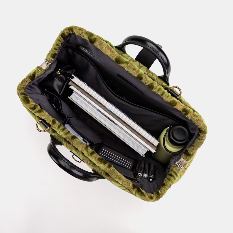 Large Suede Printed Handbag