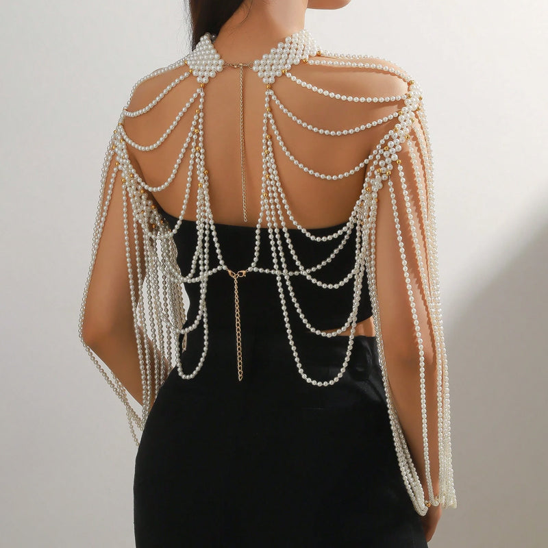 Faux Pearl Body Chain For Wedding, Dance Parties, Banquets, Fashion Show