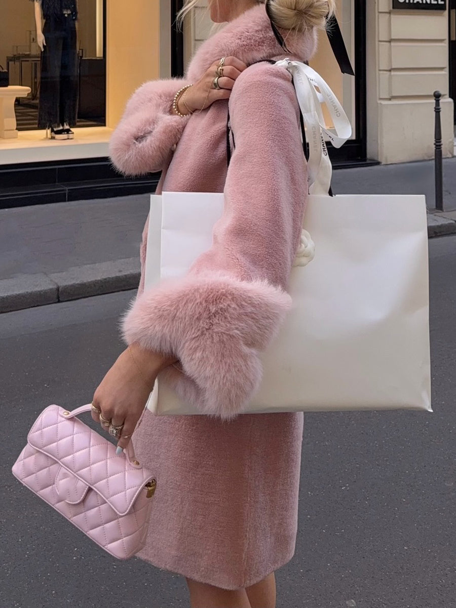 Faux Fur Pearl Buttons Teddy Coat