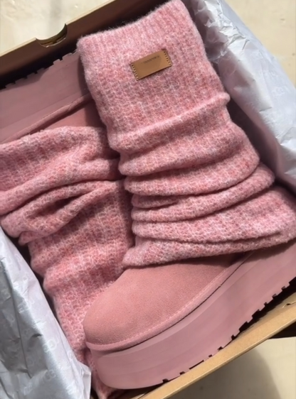 Wool mid-calf snow boots