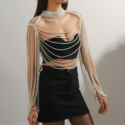 Faux Pearl Body Chain For Wedding, Dance Parties, Banquets, Fashion Show