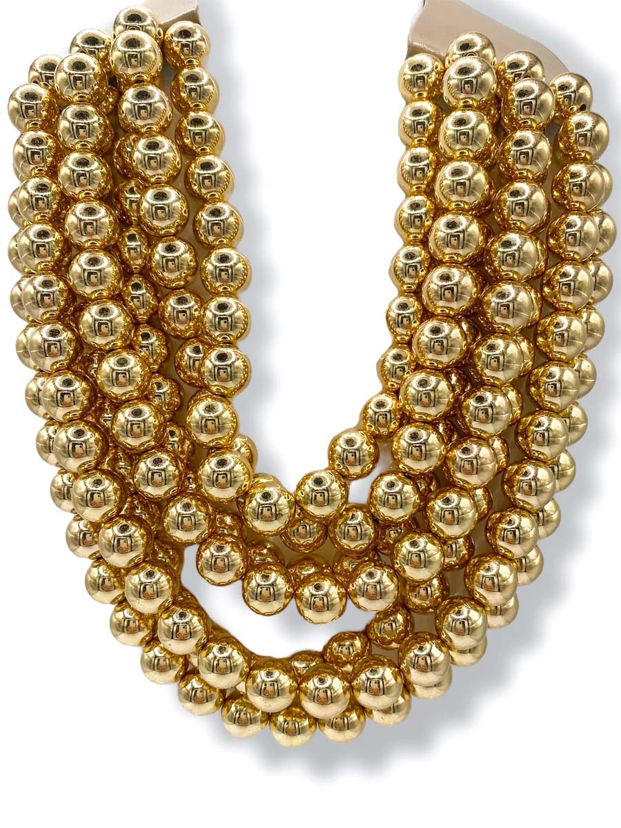 Gold Bead Statement Layered Necklace