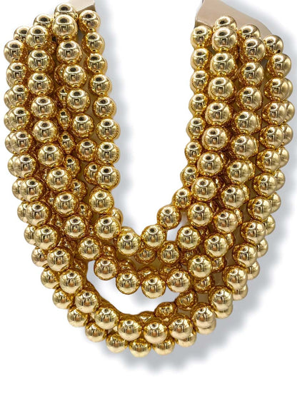 Gold Bead Statement Layered Necklace