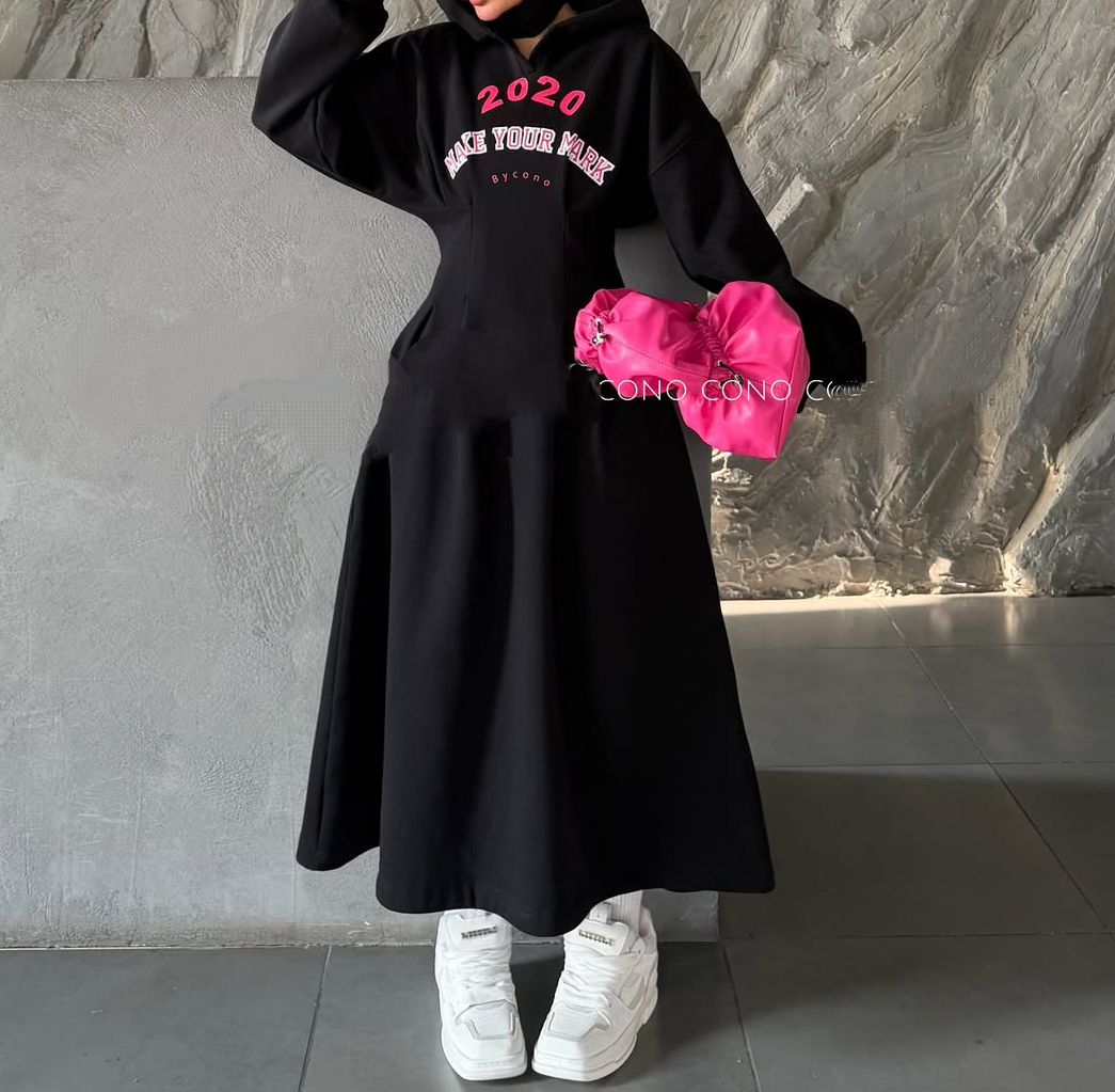 Hooded sweatshirt dress