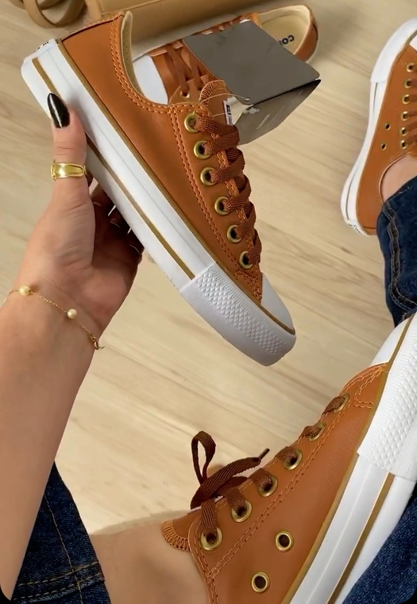 【Exclusive Promotion - Last Few Items】omen's Caramel-Colored Faux Leather Sneakers