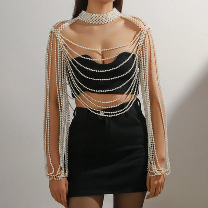 Faux Pearl Body Chain For Wedding, Dance Parties, Banquets, Fashion Show