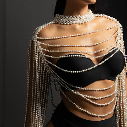 Faux Pearl Body Chain For Wedding, Dance Parties, Banquets, Fashion Show