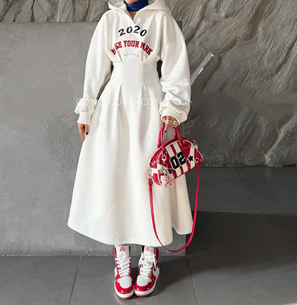 Hooded sweatshirt dress