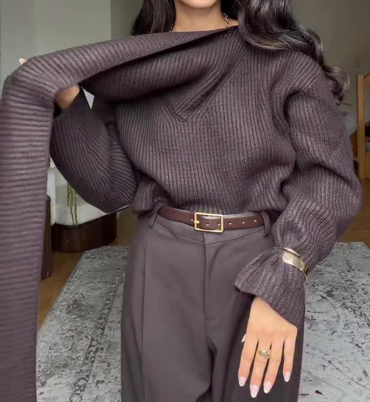 Irregular scarf knit top