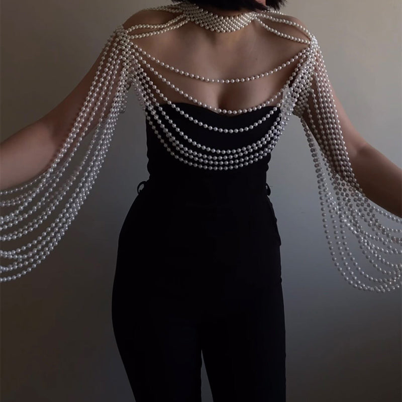 Faux Pearl Body Chain For Wedding, Dance Parties, Banquets, Fashion Show
