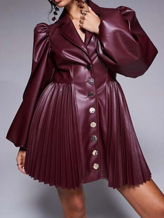 Pleated Leather Dress