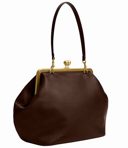 Large Kisslock Frame Shoulder Clutch Bag