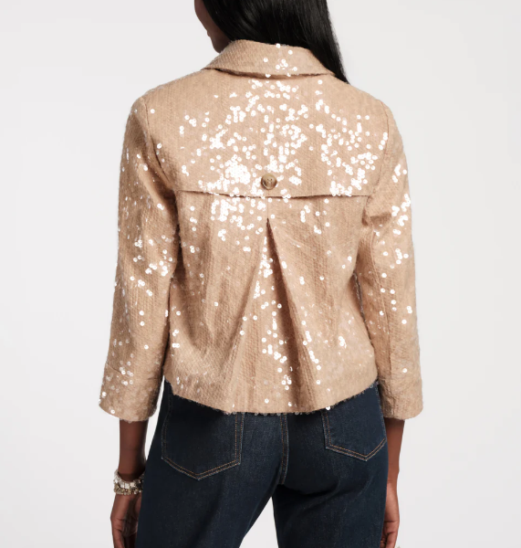 Women's Natural Sequin Moto Jacket