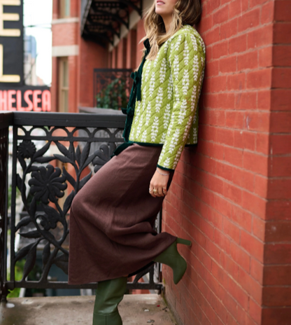 Quilted Henry Jacket | Green Leaf