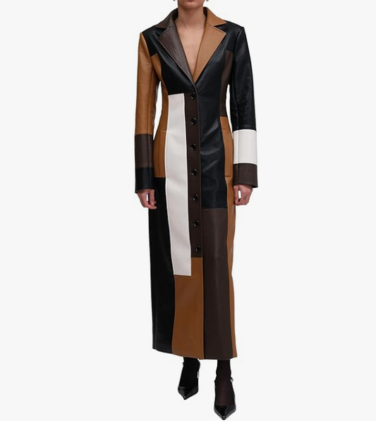 Women's color-blocked faux leather jacket