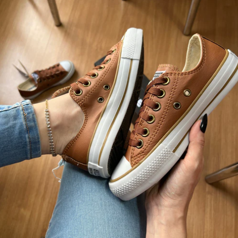 【Exclusive Promotion - Last Few Items】omen's Caramel-Colored Faux Leather Sneakers