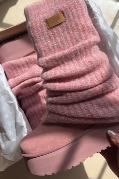 Wool mid-calf snow boots