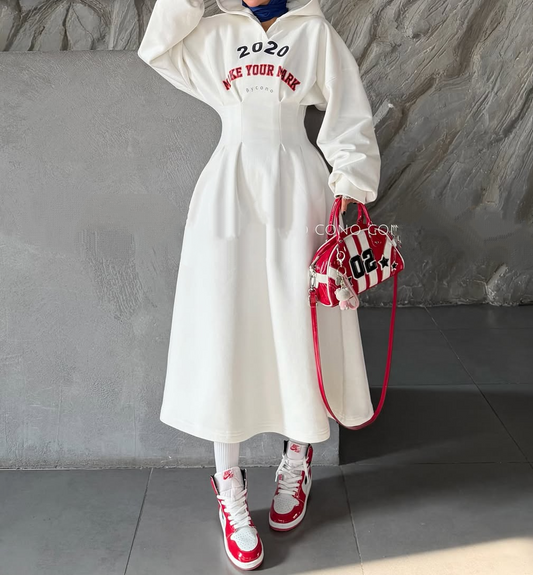 Hooded sweatshirt dress