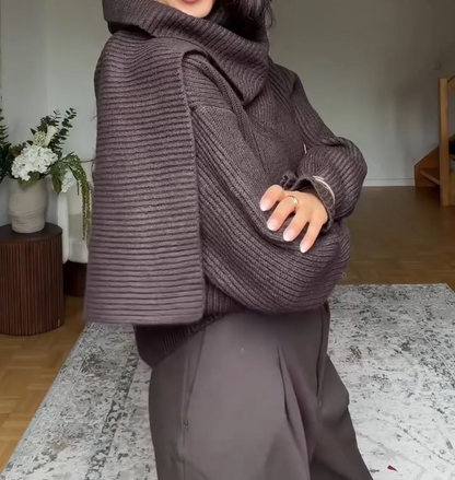 Irregular scarf knit top